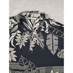 Paradise Collection Hawaiian Shirt Mens XL Black Tropical Floral 100% Silk
